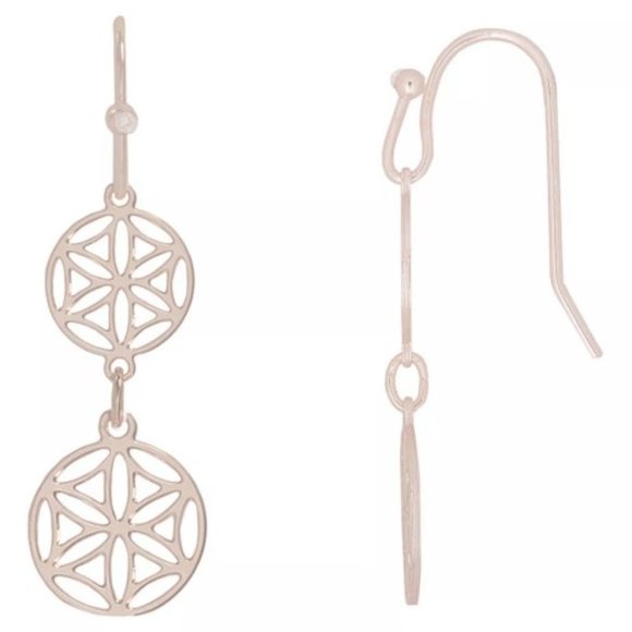 NWT! Lauren Conrad Gold-toned Filigree Double Drop Earrings - Picture 2 of 4